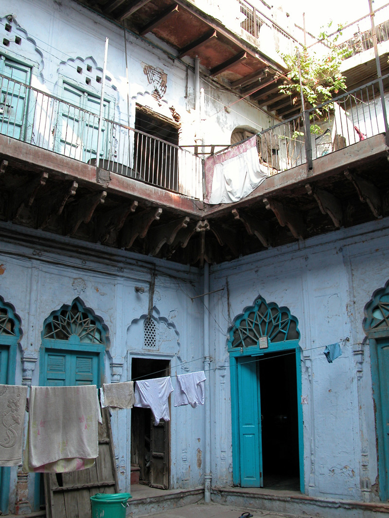 a courtyard in a corner of Old Delhi, India