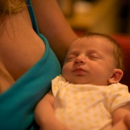 Gabriella Cless Seligman sleeping in Christine's arms