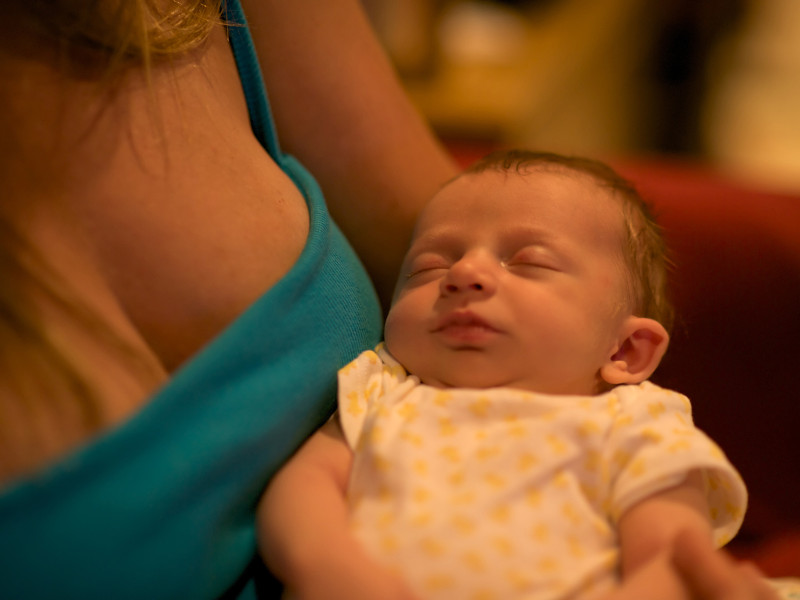 Gabriella Cless Seligman sleeping in Christine's arms