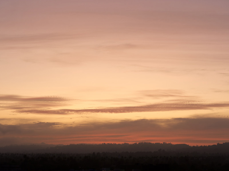 pink sunset over the skyline of Los Angeles, Caliornia, USA