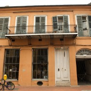 an orange house in the French Quarter, New Orleans, Louisiana, USA