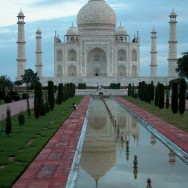 the Taj Mahal at dawn before the tourist invasion in Agra, India