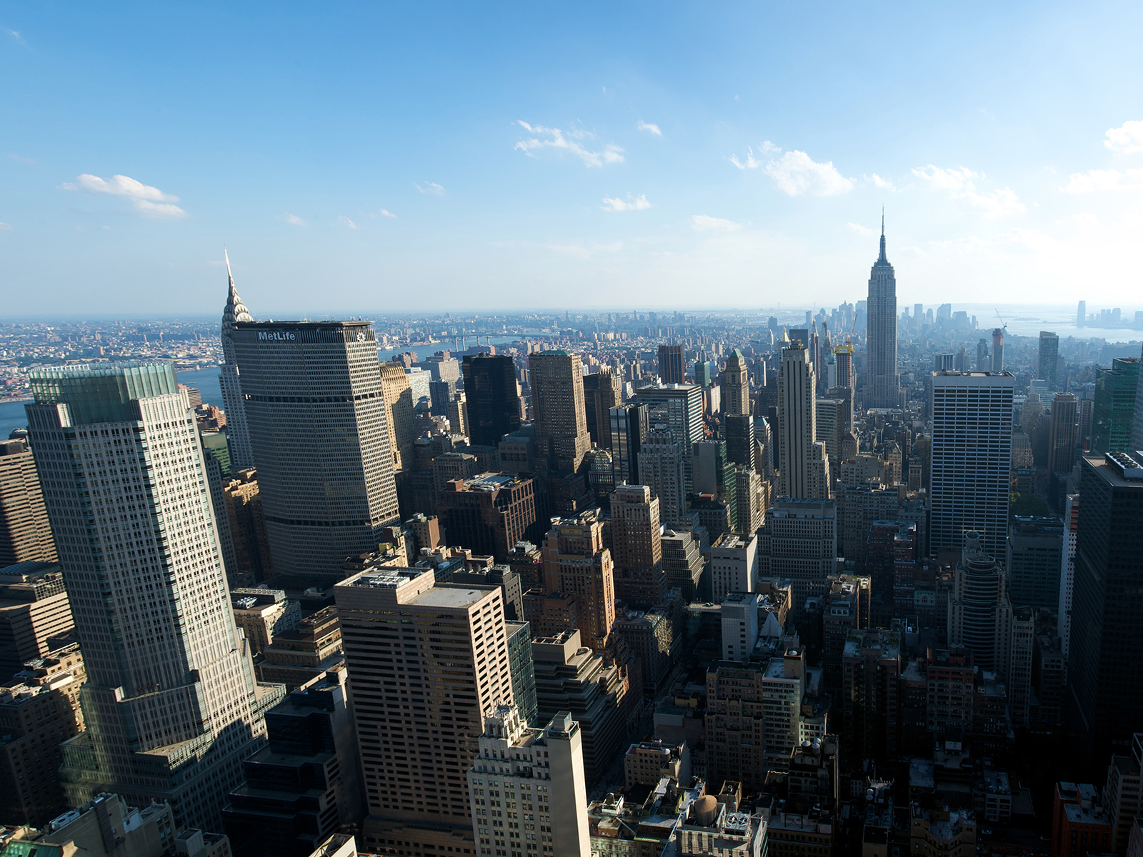 view from the top of the Rockefeller centre observation deck in New York, USA